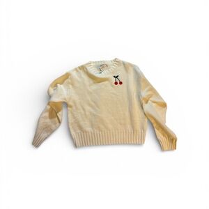 Aster Cream Sweater with Cherry Embroidery NWT